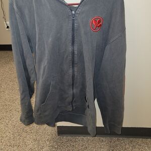 CyberPunk Gray Zip-Up Hoodie with Red Logo